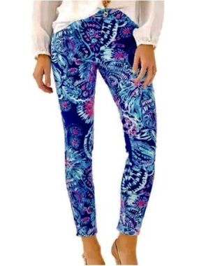 New with tags. Keliani Stretch Pants in deep Indigo Gypsea Girl print. Size 12